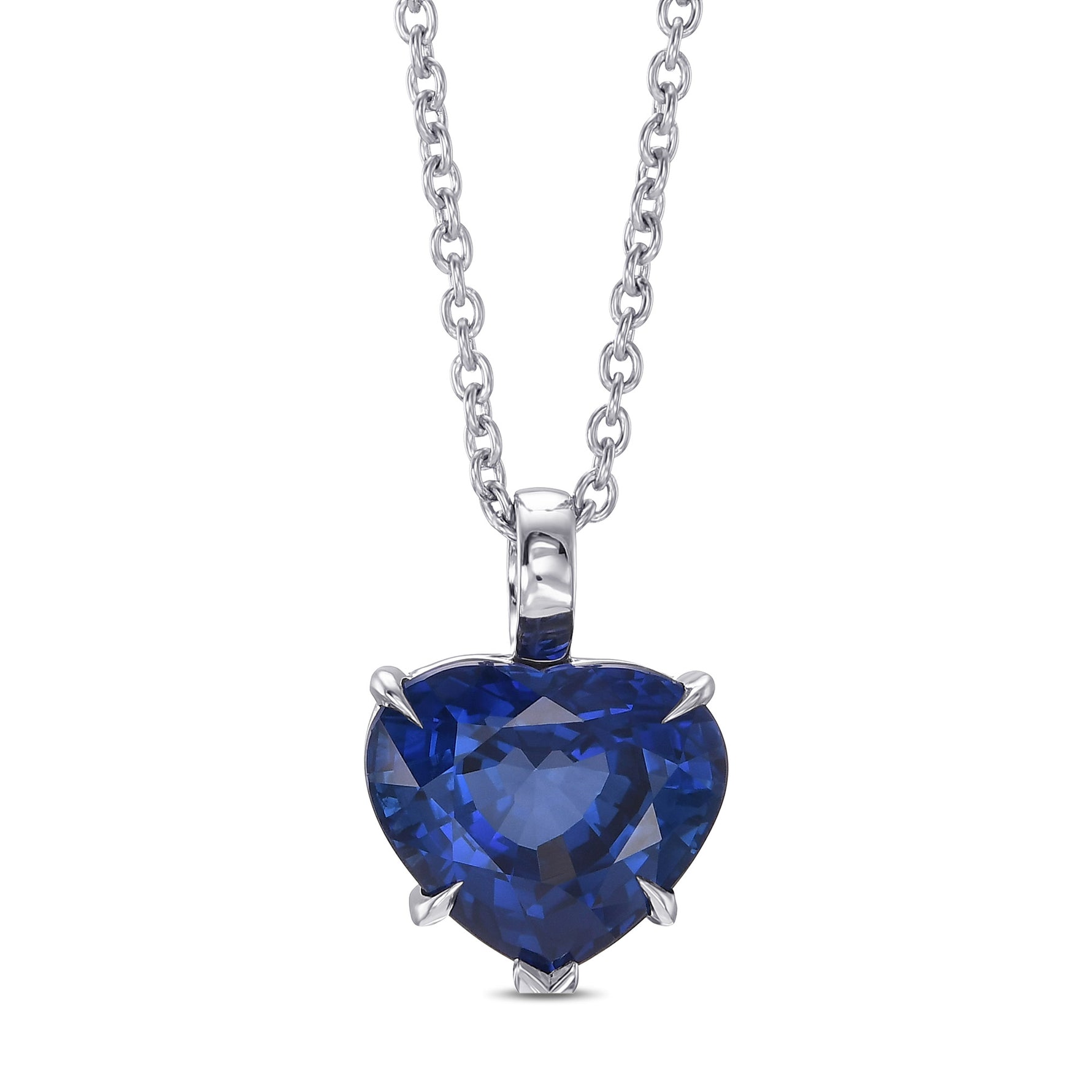 Blue Sapphire Heart Solitaire Pendant