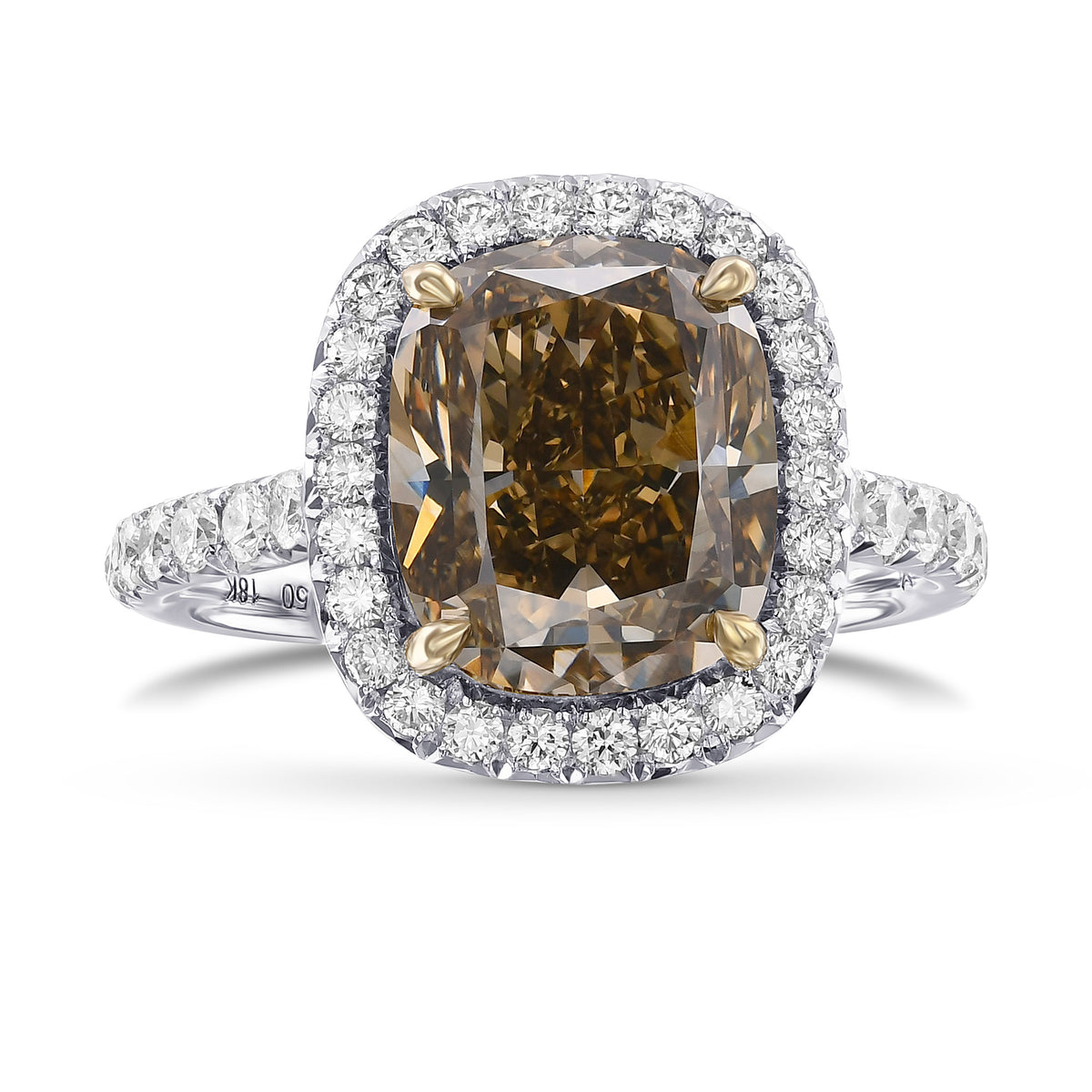Fancy Dark Yellowish Brown Cushion Diamond Halo Ring