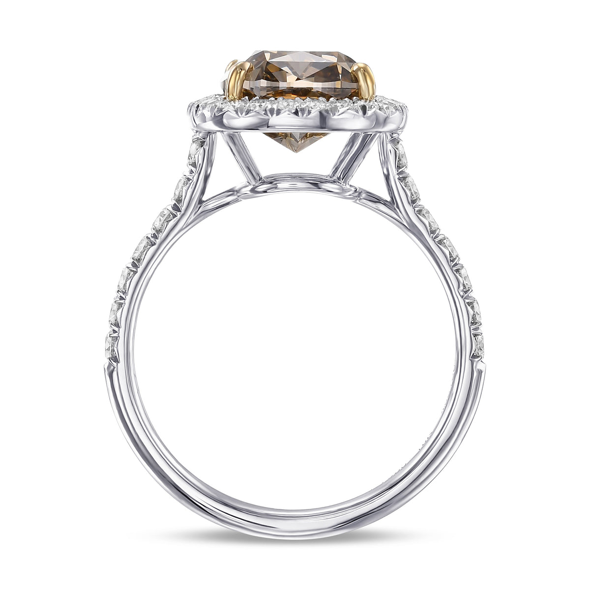 Fancy Dark Yellowish Brown Cushion Diamond Halo Ring