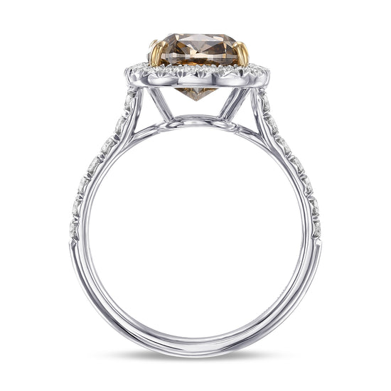 Fancy Dark Yellowish Brown Cushion Diamond Halo Ring