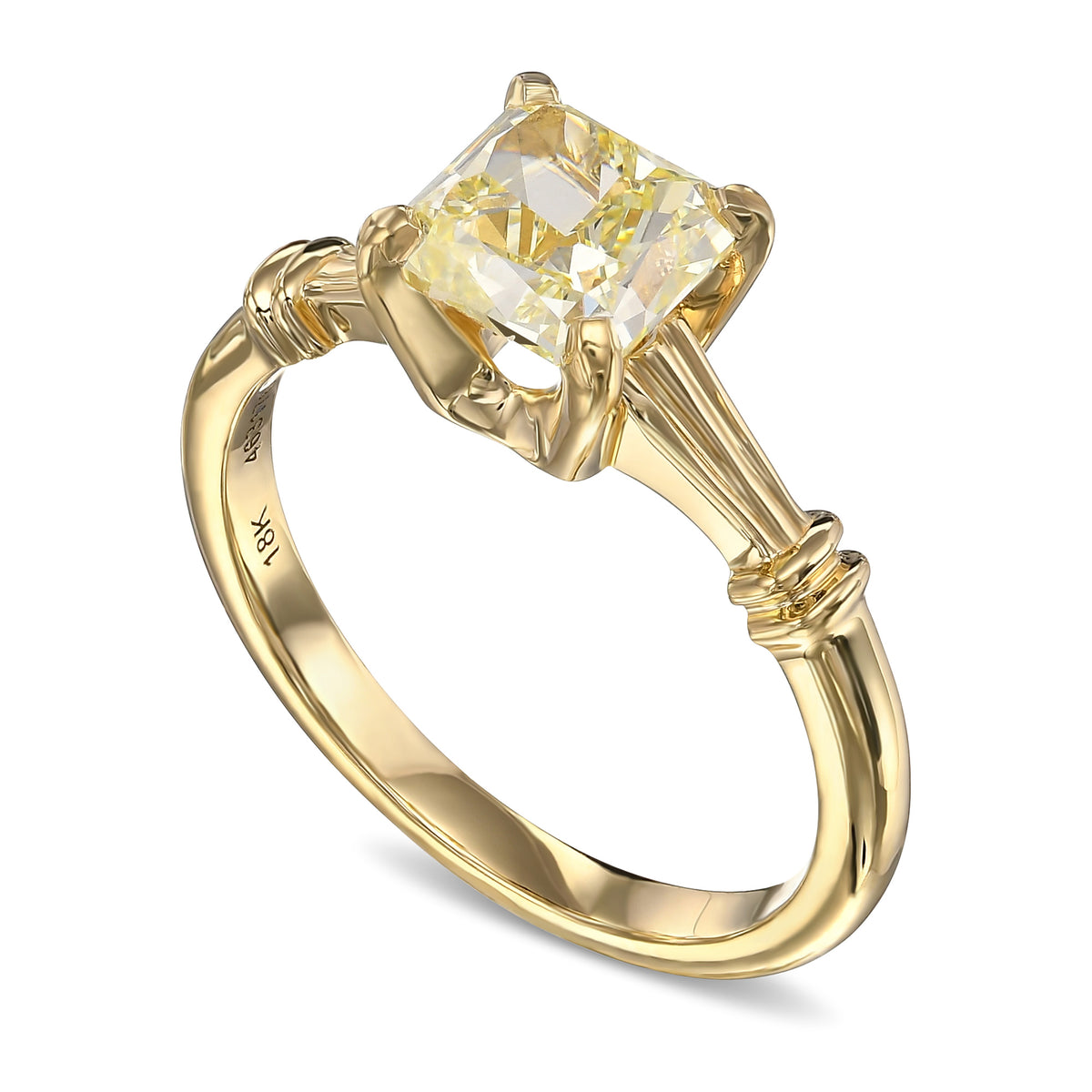 Fancy Yellow Radiant Solitaire Diamond Ring