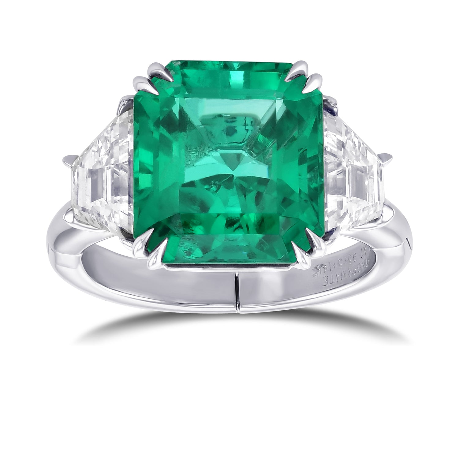 Green Colombian No-oil Emerald Three Stone Ring