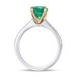 Round Green Emerald Side Stone Ring
