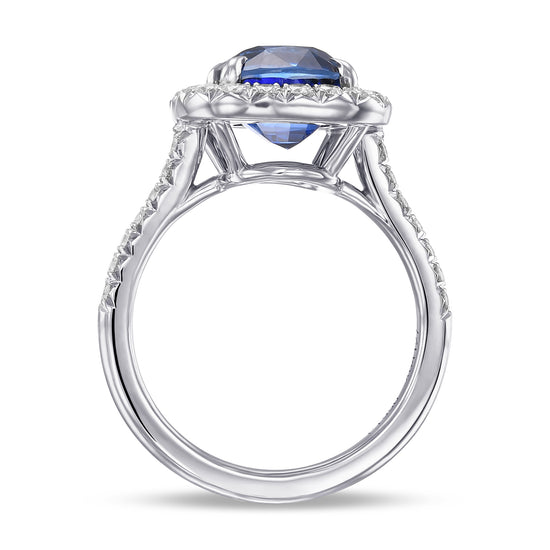 Royal Blue Cushion Sri Lankan Sapphire Ring