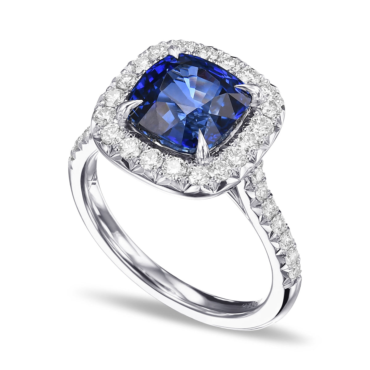 Royal Blue Cushion Sri Lankan Sapphire Ring