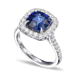 Royal Blue Cushion Sri Lankan Sapphire Ring