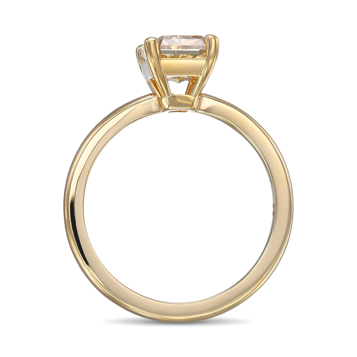 Fancy Deep Brownish Yellow Radiant Solitaire Diamond Ring