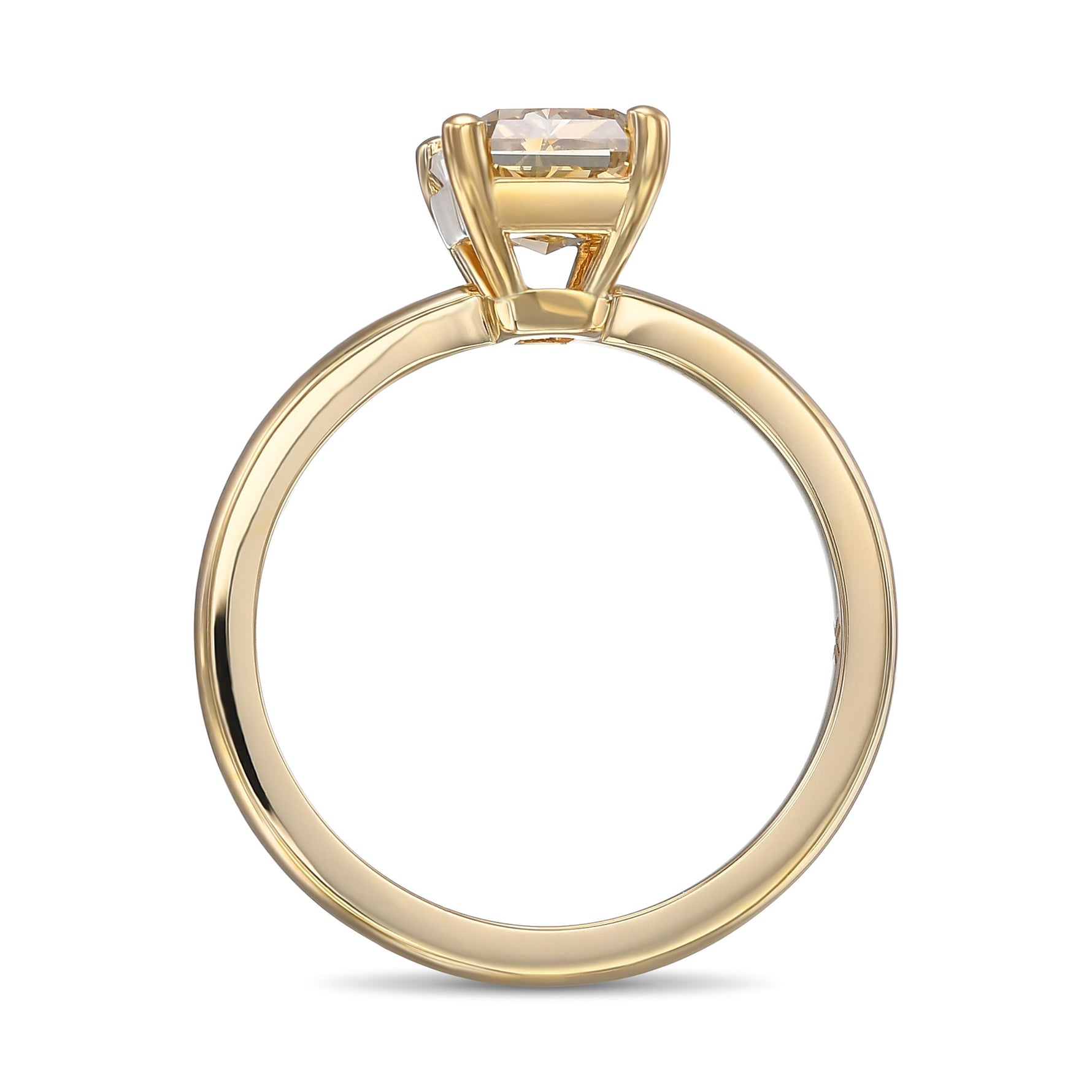 Fancy Deep Brownish Yellow Radiant Solitaire Diamond Ring