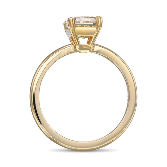 Fancy Deep Brownish Yellow Radiant Solitaire Diamond Ring