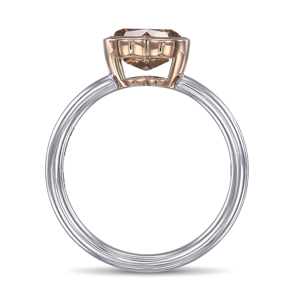 Fancy Yellow Brown Heart Solitaire Diamond Ring