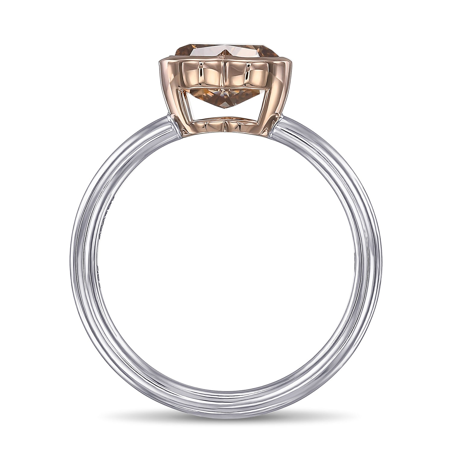 Fancy Yellow Brown Heart Solitaire Diamond Ring