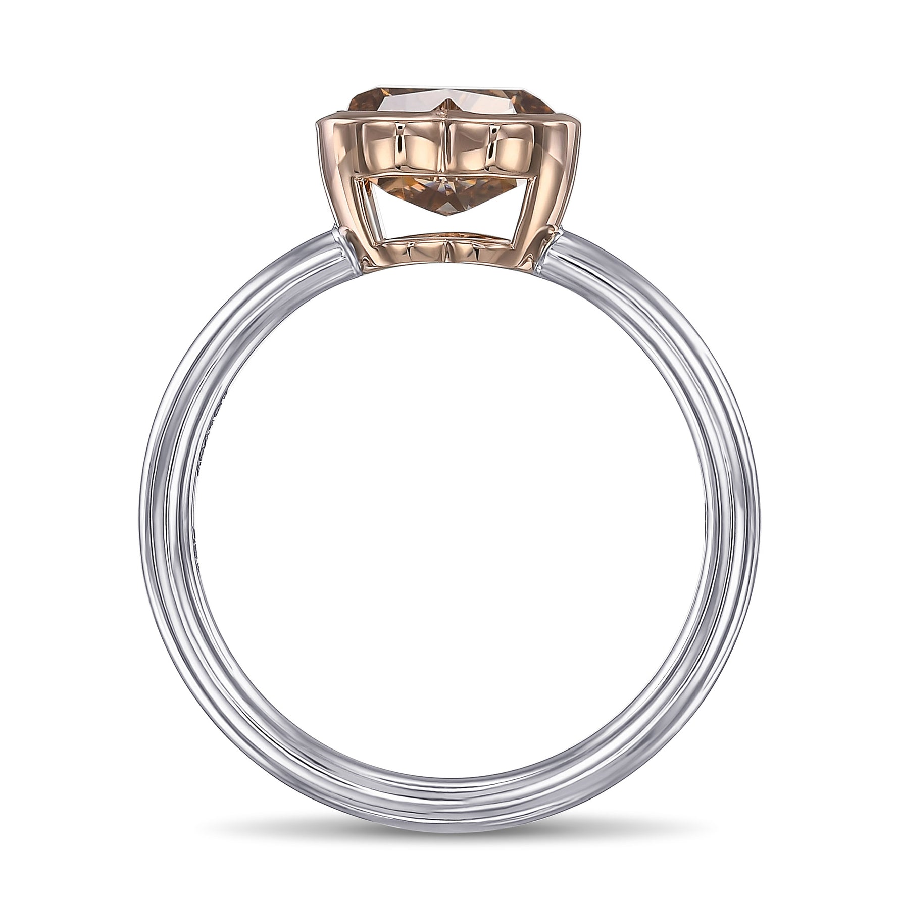 Fancy Yellow Brown Heart Solitaire Diamond Ring