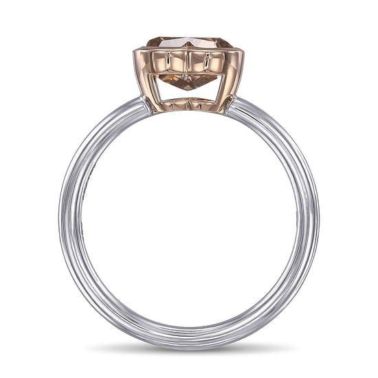 Fancy Yellow Brown Heart Solitaire Diamond Ring