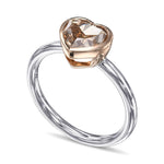 Fancy Yellow Brown Heart Solitaire Diamond Ring
