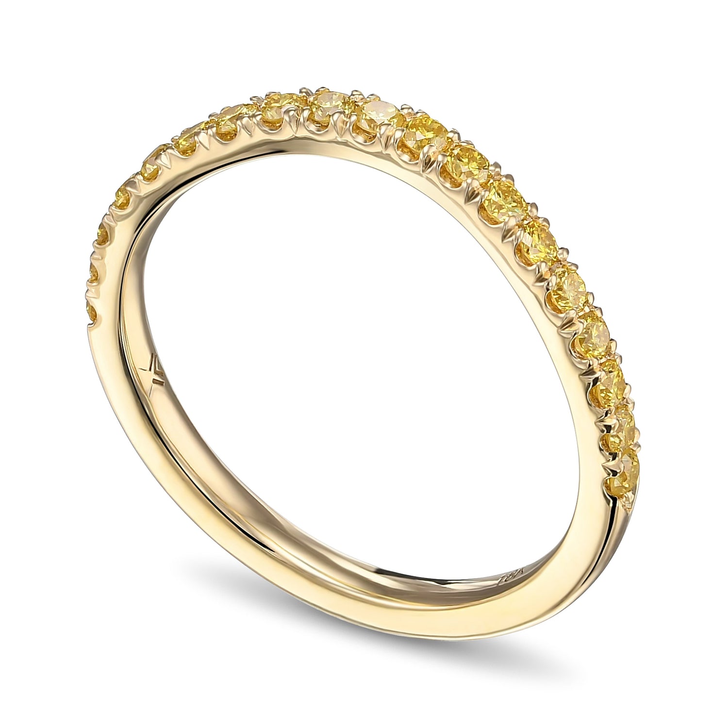 Fancy Intense Yellow Contoured Half Eternity Wedding Band 