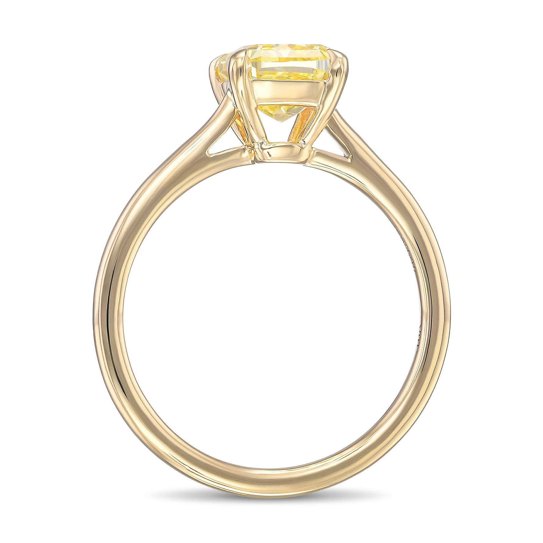 Fancy Intense Yellow Cushion Solitaire Diamond Ring