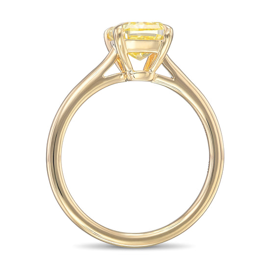 Fancy Intense Yellow Cushion Solitaire Diamond Ring