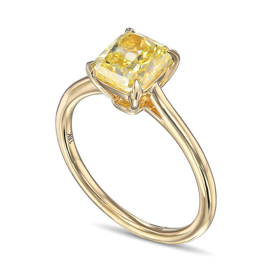Fancy Intense Yellow Cushion Solitaire Diamond Ring