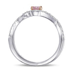 Fancy Intense Purplish Pink Cushion Side Stone Diamond Ring