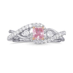 Fancy Intense Purplish Pink Cushion Side Stone Diamond Ring