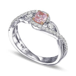 Fancy Intense Purplish Pink Cushion Side Stone Diamond Ring