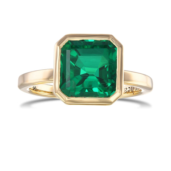 Green Colombian Emerald Solitaire Ring