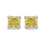 Fancy Intense Yellow Radiant Stud Diamond Earrings