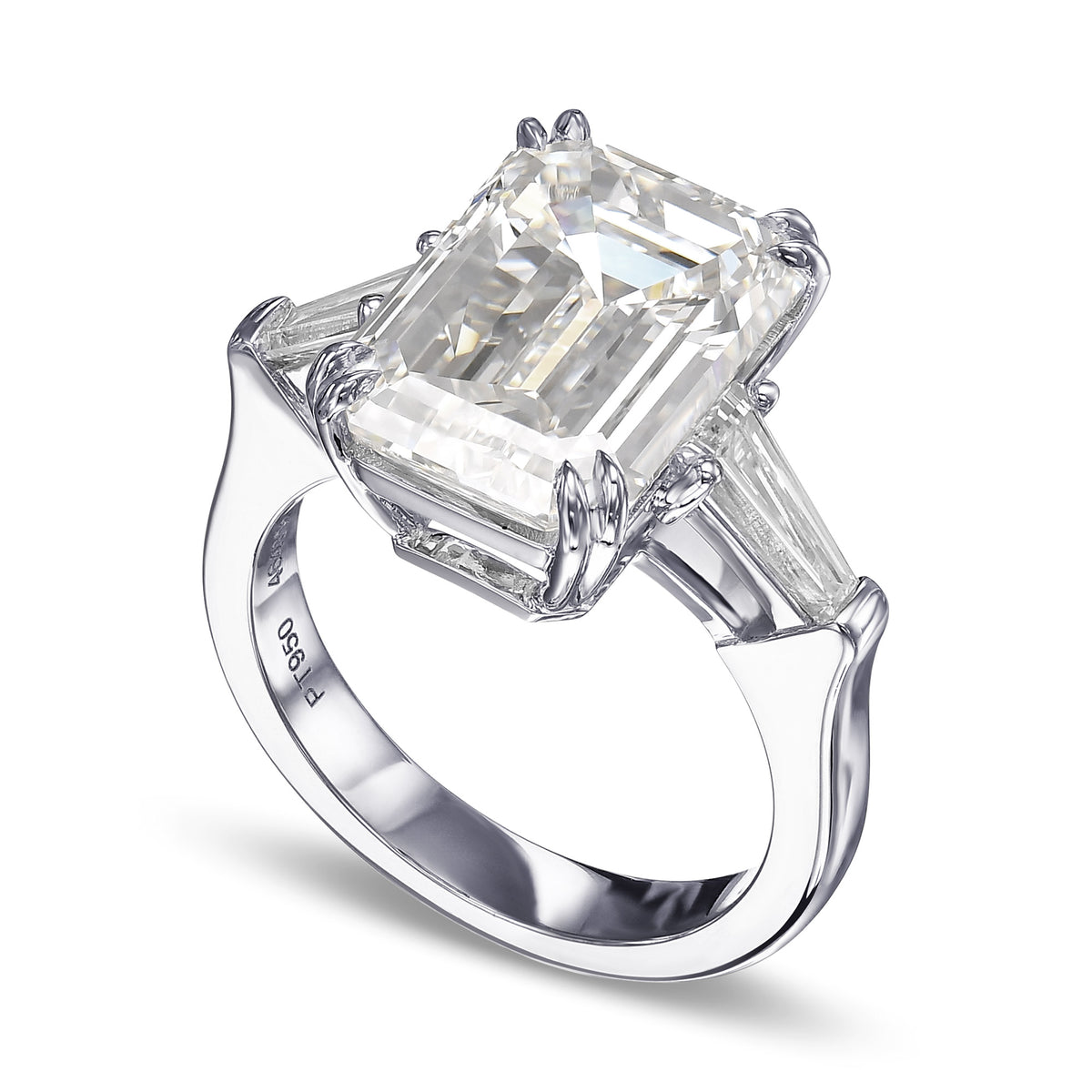 Emerald Three Stone Diamond Ring