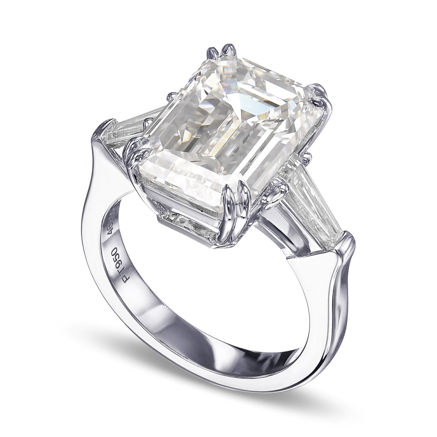 Emerald Three Stone Diamond Ring