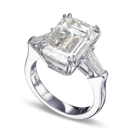 Emerald Three Stone Diamond Ring