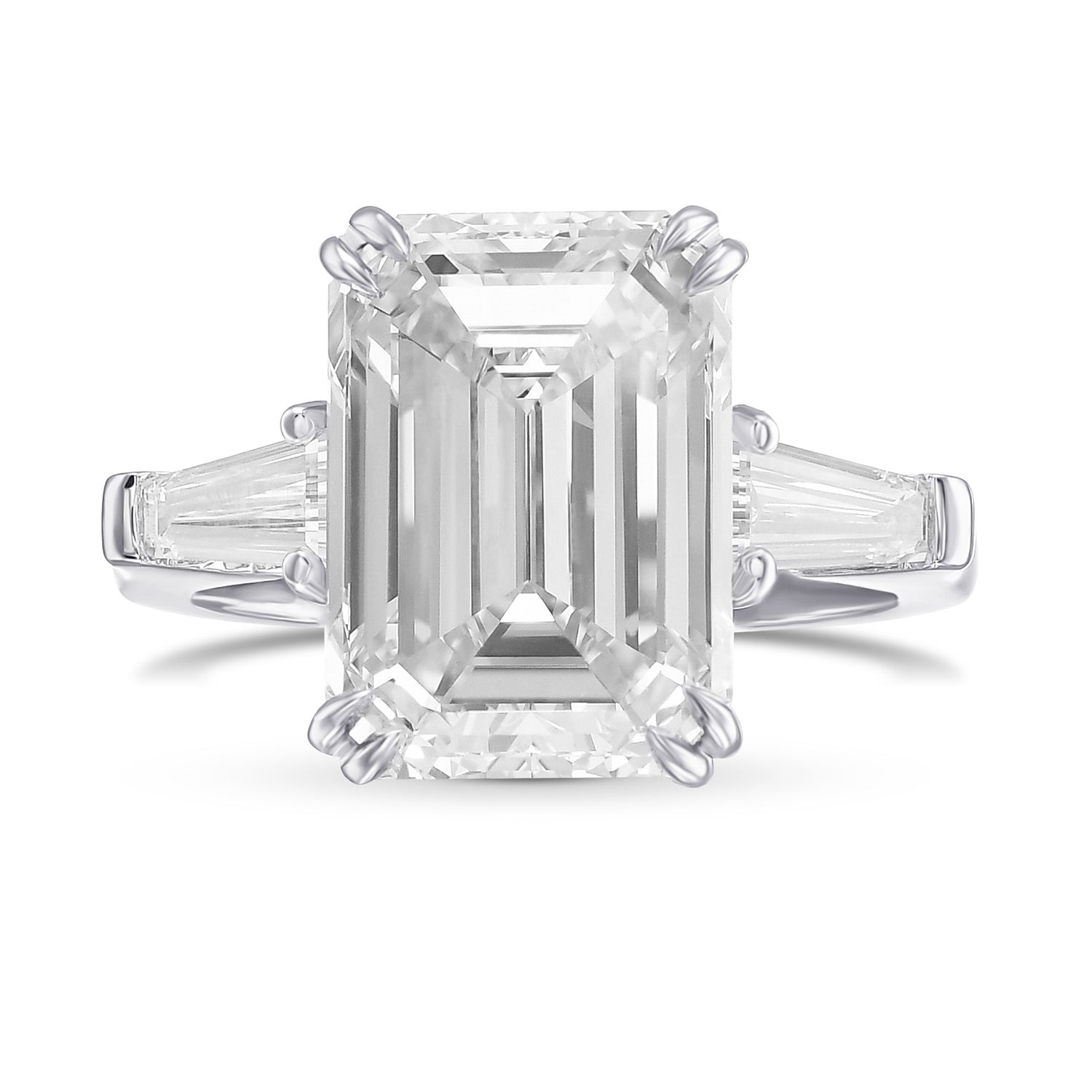 Emerald Three Stone Diamond Ring