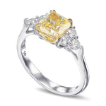 Fancy Light Yellow Cushion Side Stone Diamond Ring