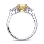 Fancy Light Yellow Cushion Side Stone Diamond Ring