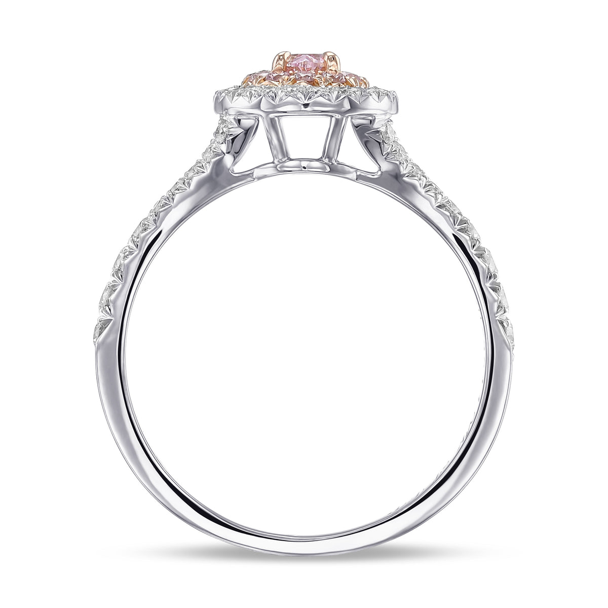 Fancy Intense Purplish Pink Oval Diamond Halo Ring