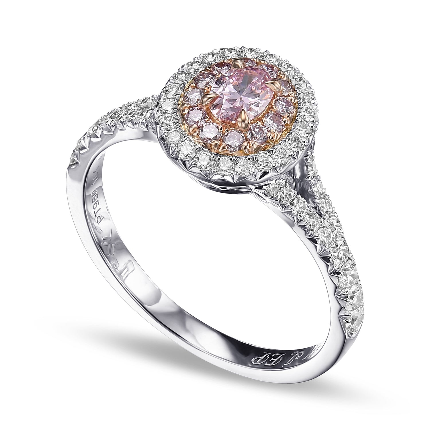 Fancy Intense Purplish Pink Oval Diamond Halo Ring