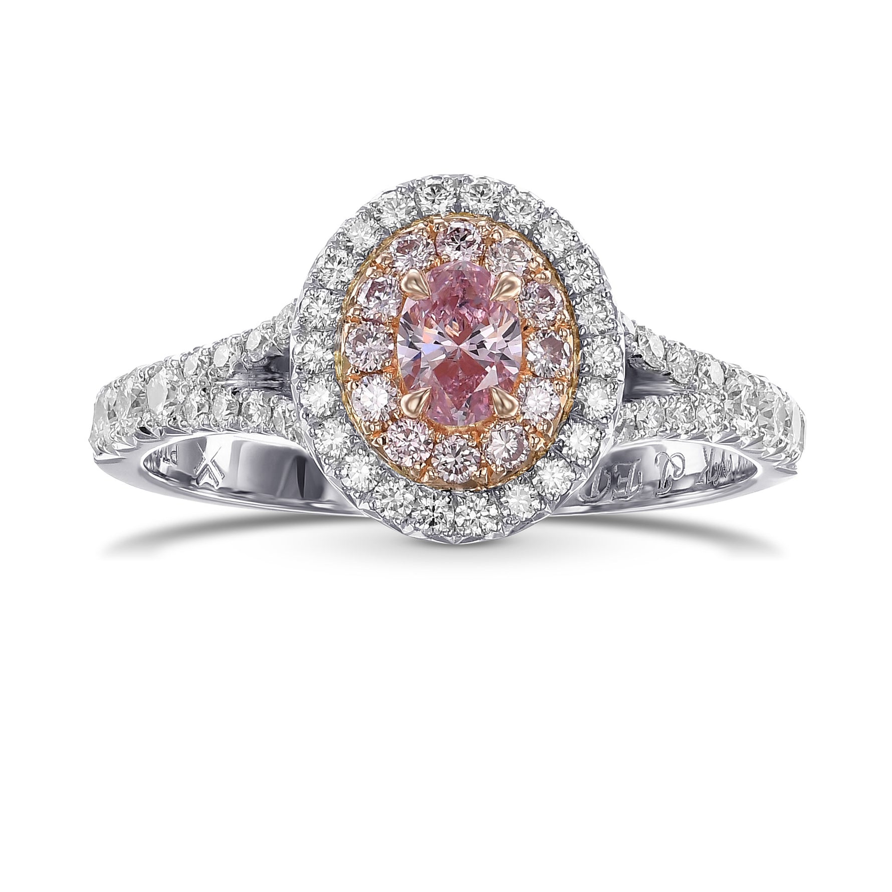 Fancy Intense Purplish Pink Oval Diamond Halo Ring