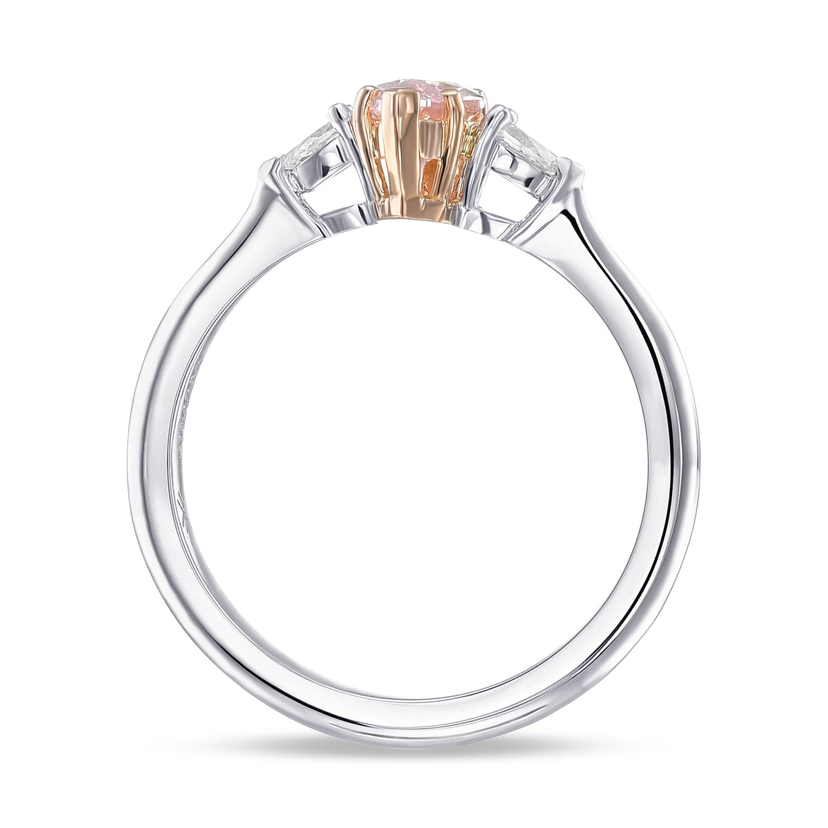 Fancy Pink Marquise 3 Stone Diamond Ring