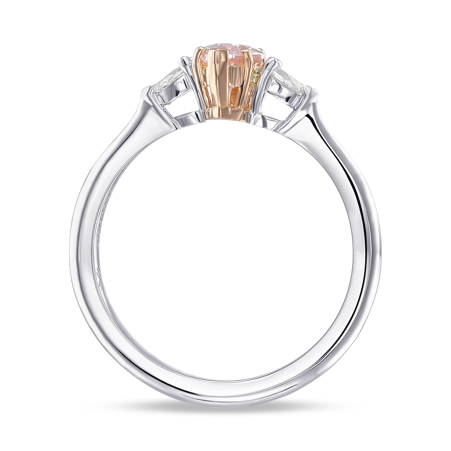 Fancy Pink Marquise 3 Stone Diamond Ring