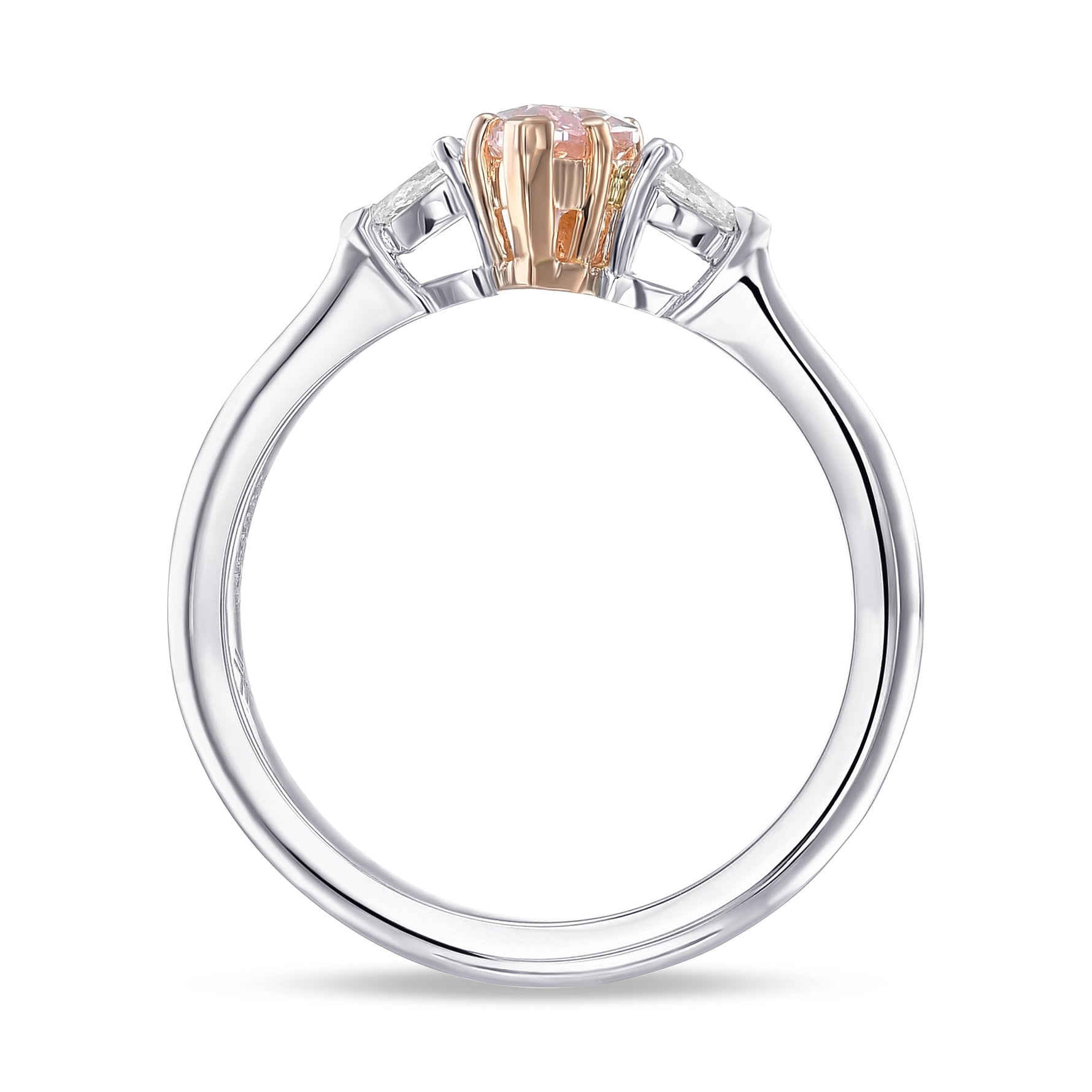 Fancy Pink Marquise 3 Stone Diamond Ring