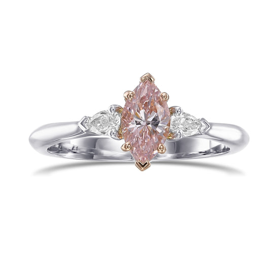 Fancy Pink Marquise 3 Stone Diamond Ring