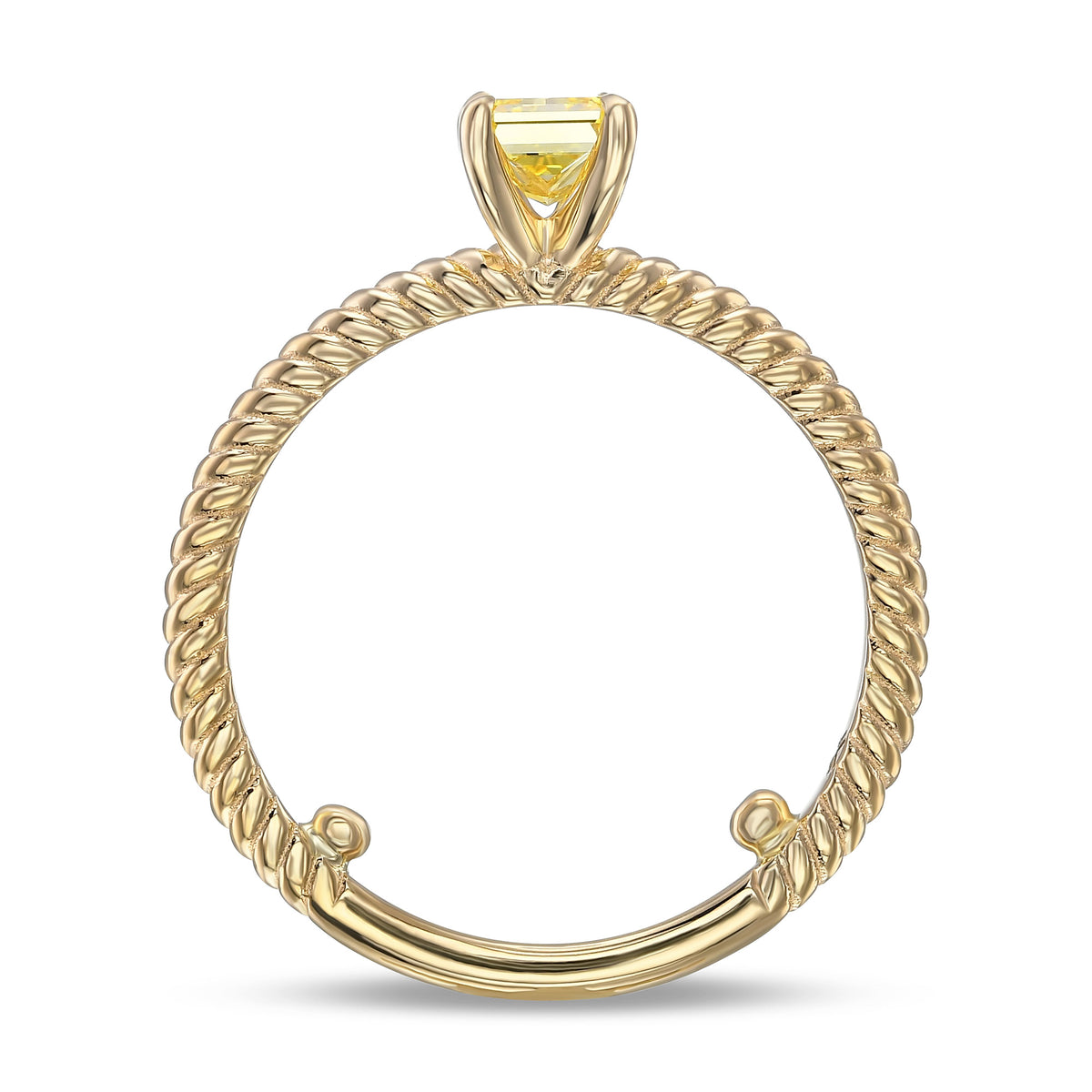 Fancy Vivid Yellow Radiant Diamond Rope Solitaire Engagement & Wedding Ring Set