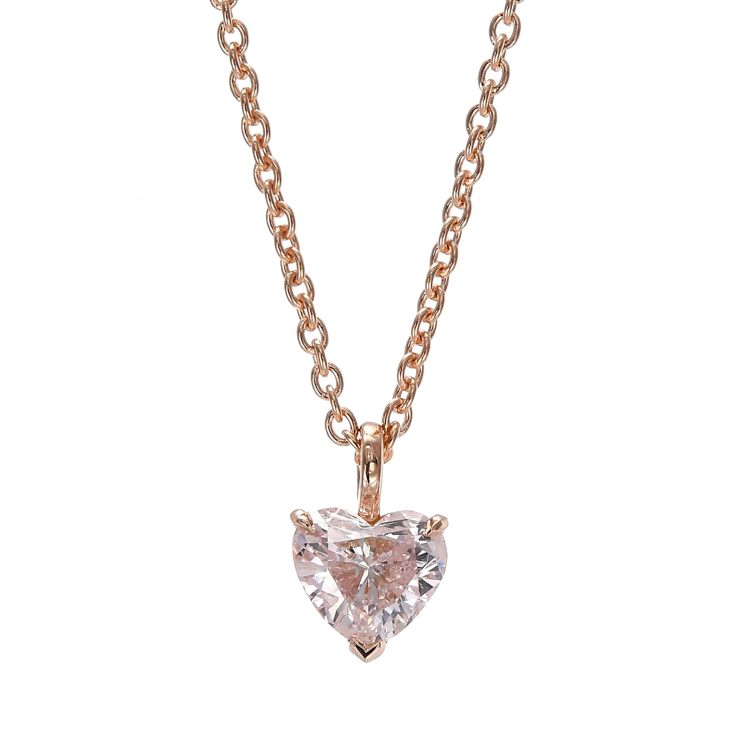 Light Pink Heart Diamond Solitaire Pendant 
