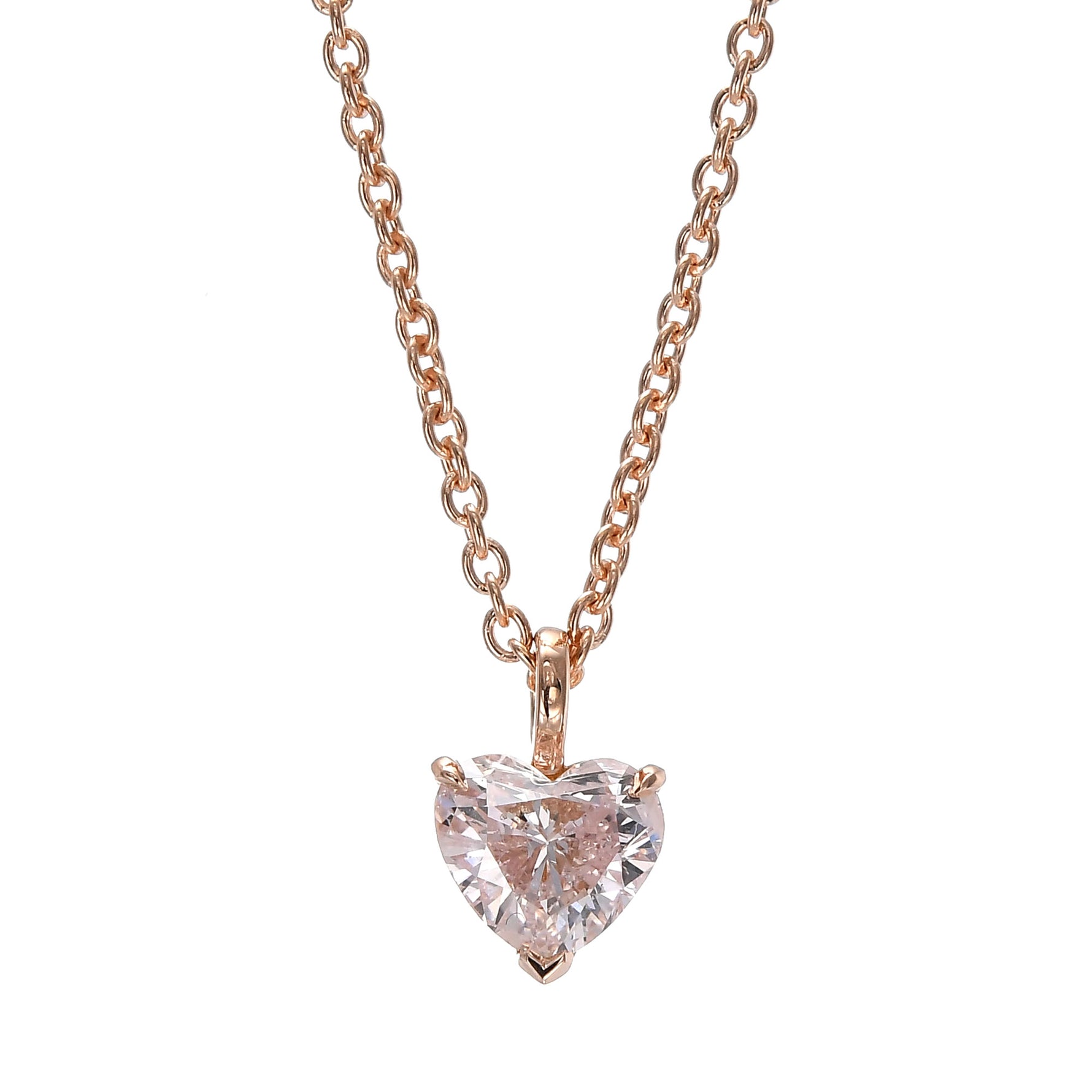 Light Pink Heart Diamond Solitaire Pendant 