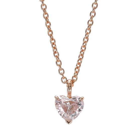 Light Pink Heart Diamond Solitaire Pendant 