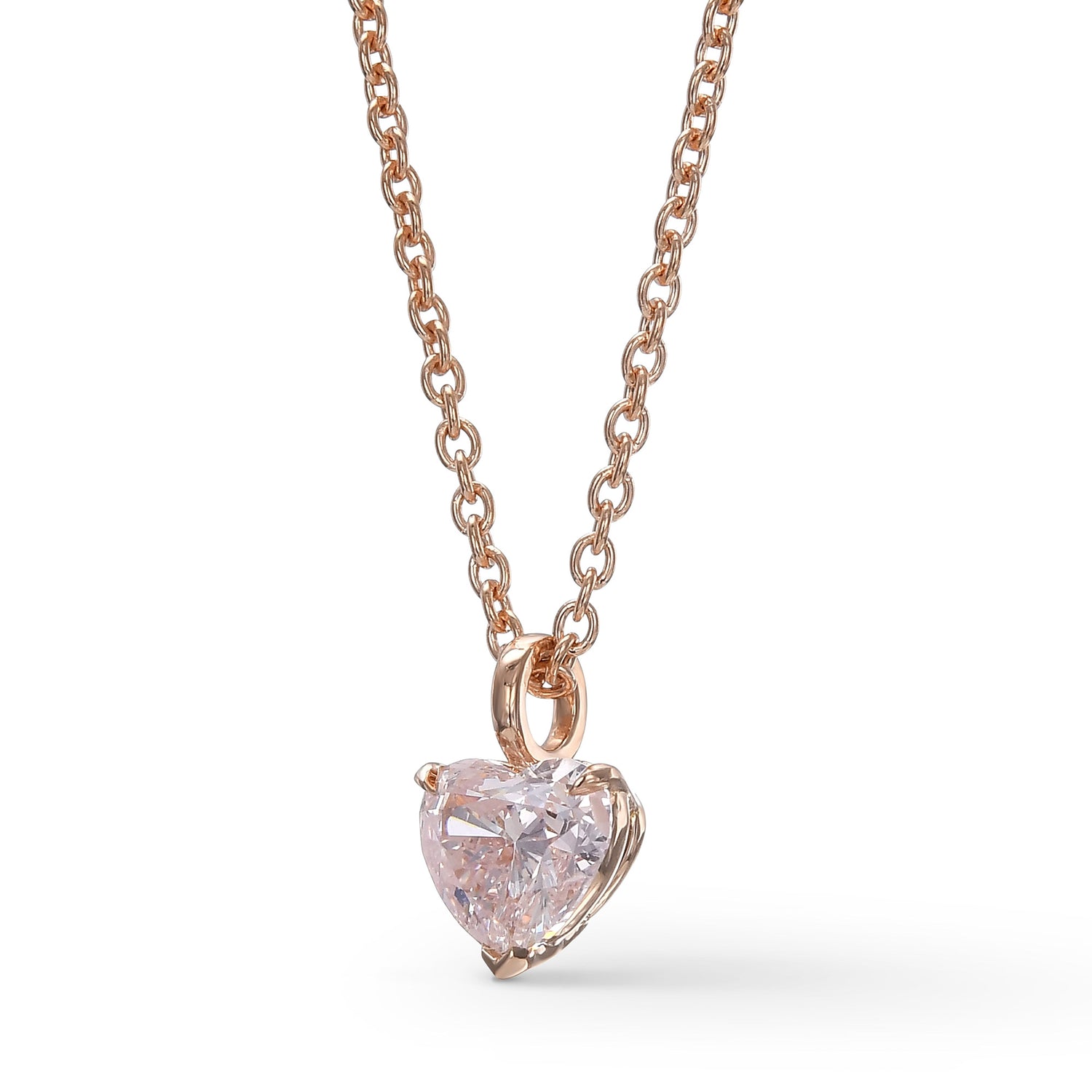 Light Pink Heart Diamond Solitaire Pendant 