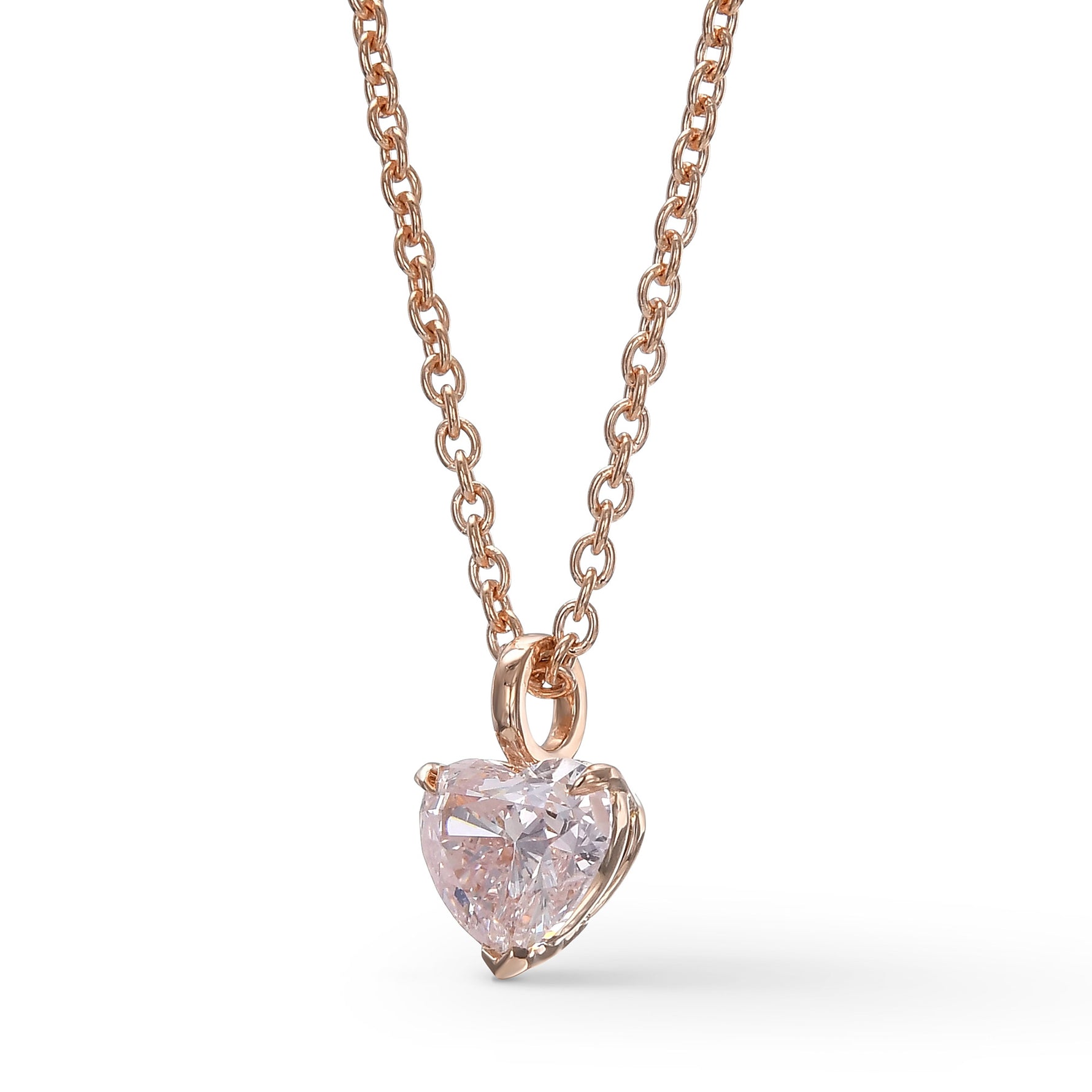 Light Pink Heart Diamond Solitaire Pendant 