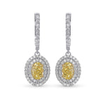 Fancy Yellow Oval Halo Drop Diamond Earrings