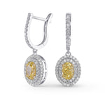 Fancy Yellow Oval Halo Drop Diamond Earrings