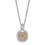 Fancy Intense Yellow Radiant Halo Diamond Pendant