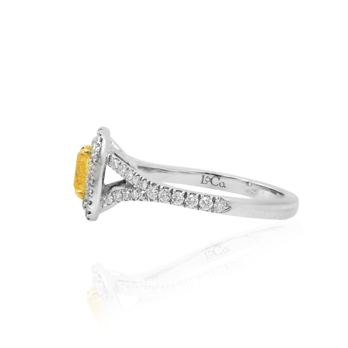 Fancy Intense Yellow Cushion Diamond Double Halo Ring
